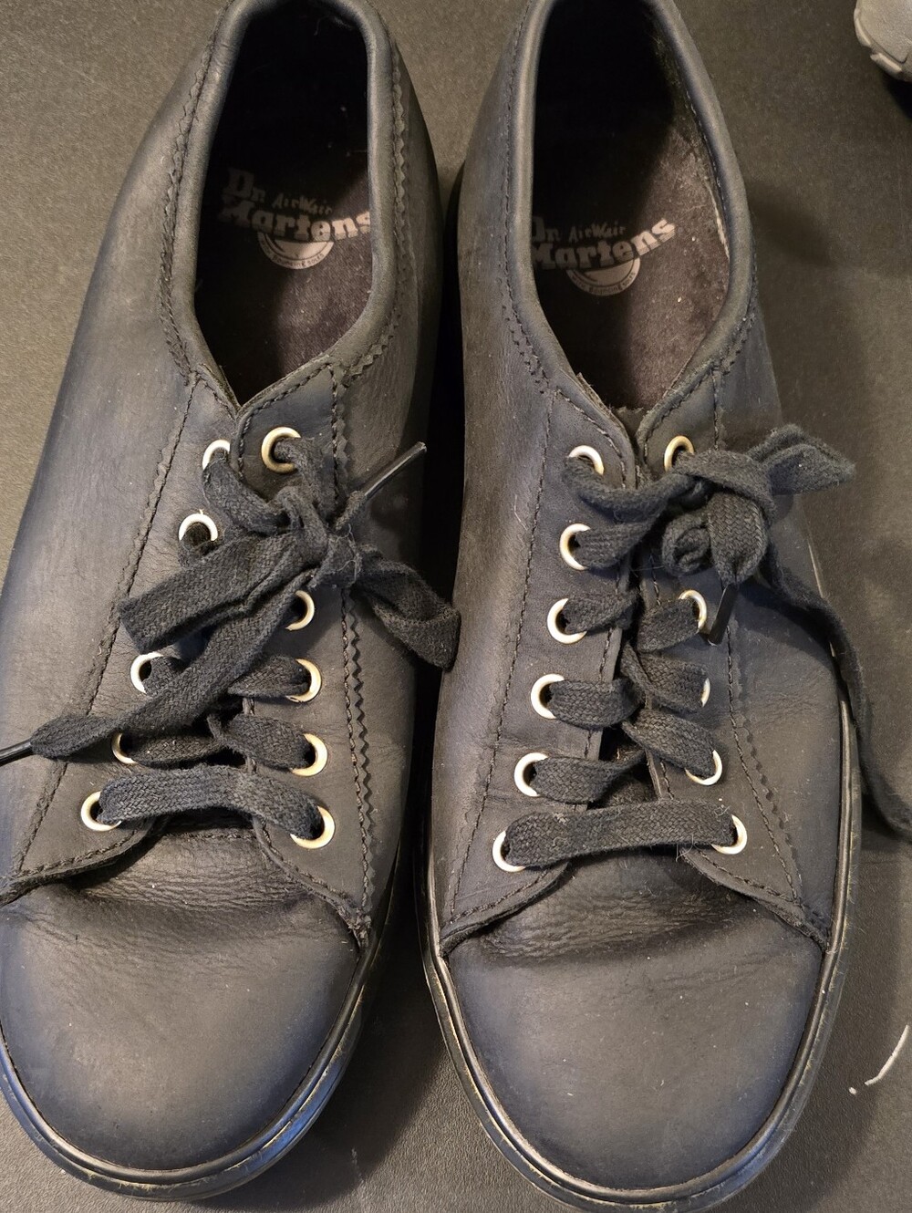 Dr. Martens Men’s Black Leather Low-Top Lace-Up Sneakers